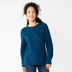 Women's Sonoma Goods For Life® Diamond Stitch Pullover Sweater -Sonoma Goods Shop 5579763 Teal