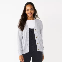 Women's Sonoma Goods For Life® Cropped Cardigan -Sonoma Goods Shop 5581344 Silver Gray