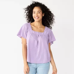 Women's Sonoma Goods For Life® Flutter Shoulder Top -Sonoma Goods Shop 5583549 Light Purple