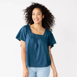 Women's Sonoma Goods For Life® Flutter Shoulder Top -Sonoma Goods Shop 5583549 Navy