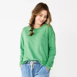 Women's Sonoma Goods For Life® Long Sleeve Pocket Tee -Sonoma Goods Shop 5585375 Aloe Green