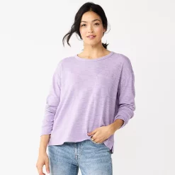 Women's Sonoma Goods For Life® Long Sleeve Pocket Tee -Sonoma Goods Shop 5585375 Light Purple