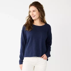 Women's Sonoma Goods For Life® Long Sleeve Pocket Tee -Sonoma Goods Shop 5585375 Navy
