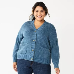 Plus Size Sonoma Goods For Life® Cropped Cardigan -Sonoma Goods Shop 5585627 Washed Blue