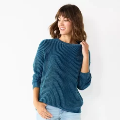 Petite Sonoma Goods For Life® Drop Shoulder Pullover Sweater -Sonoma Goods Shop 5587850 Blue