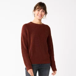 Petite Sonoma Goods For Life® Drop Shoulder Pullover Sweater -Sonoma Goods Shop 5587850 Brown