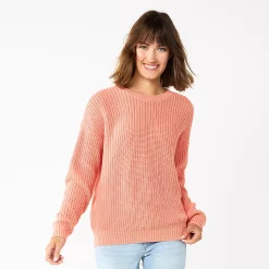 Petite Sonoma Goods For Life® Drop Shoulder Pullover Sweater -Sonoma Goods Shop 5587850 Coral