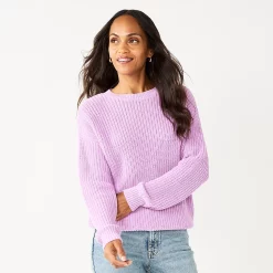 Petite Sonoma Goods For Life® Drop Shoulder Pullover Sweater -Sonoma Goods Shop 5587850 Lavendar