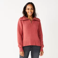 Women's Sonoma Goods For Life® Cozy Quarter-Zip Sweater -Sonoma Goods Shop 5597622 Mauve