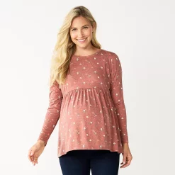 Maternity Sonoma Goods For Life® Long Sleeve Empire Waist Top -Sonoma Goods Shop 5635424 Brown Ditsy Floral