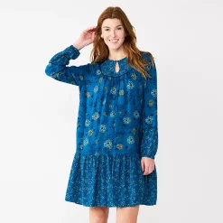 Women's Sonoma Goods For Life® Printed Long Sleeve Dress 7 Women's Sonoma Goods For Life® Printed Long Sleeve Dress -Sonoma Goods Shop 5657674 Blue Multi Floral