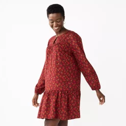 Women's Sonoma Goods For Life® Printed Long Sleeve Dress 6 Women's Sonoma Goods For Life® Printed Long Sleeve Dress -Sonoma Goods Shop 5657674 Cherry Red Floral