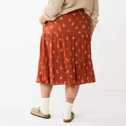 Plus Size Sonoma Goods For Life® Tiered Midi Skirt -Sonoma Goods Shop 5659149 ALT