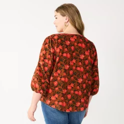Plus Size Sonoma Goods For Life® Notchneck Long Sleeve Top -Sonoma Goods Shop 5661416 ALT