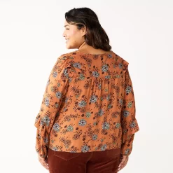 Plus Size Sonoma Goods For Life® Ruffle Peasant Top -Sonoma Goods Shop 5662063 ALT