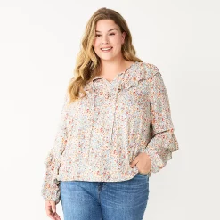 Plus Size Sonoma Goods For Life® Ruffle Peasant Top