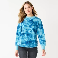 Women's Sonoma Goods For Life® Mockneck Waffle Top -Sonoma Goods Shop 5672315 Blue Tie Dye