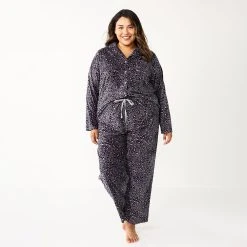 Plus Size Sonoma Goods For Life® Velour Pajama Shirt & Pajama Pants Sleep Set -Sonoma Goods Shop 5675146 ALT2
