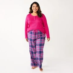 Plus Size Sonoma Goods For Life® Flannel Pajama Pants & Pajama Top Sleep Set -Sonoma Goods Shop 5675638 Navy Forest Pld