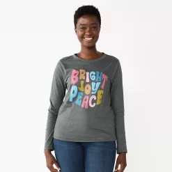 Women's Sonoma Goods For Life® Long Sleeve Christmas Graphic Tee -Sonoma Goods Shop 5676288 Joy Peace