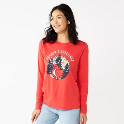Women's Sonoma Goods For Life® Long Sleeve Christmas Graphic Tee -Sonoma Goods Shop 5676288 Seasons Greeting