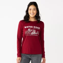 Women's Sonoma Goods For Life® Long Sleeve Christmas Graphic Tee -Sonoma Goods Shop 5676288 Winter Ridge