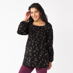 Maternity Sonoma Goods For Life® Smocked Bodice Empire Top -Sonoma Goods Shop 5686595 Black Floral