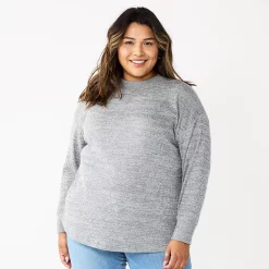 Plus Size Sonoma Goods For Life® Mockneck Waffle Top -Sonoma Goods Shop 5686673 Captivate Grey