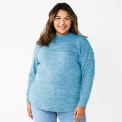 Plus Size Sonoma Goods For Life® Mockneck Waffle Top -Sonoma Goods Shop 5686673 Navy