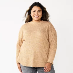 Plus Size Sonoma Goods For Life® Mockneck Waffle Top -Sonoma Goods Shop 5686673 Talus Brown
