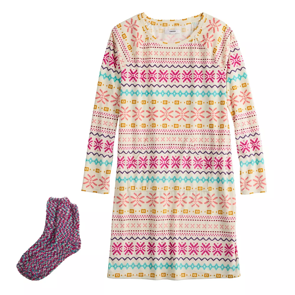 Women's Sonoma Goods For Life® 2-pc. Long Sleeve Crewneck Sleepshirt & Socks Set 8 Women's Sonoma Goods For Life® 2-pc. Long Sleeve Crewneck Sleepshirt & Socks Set - Image 8