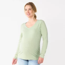 Maternity Sonoma Goods For Life® Essential Long Sleeve V-Neck Tee -Sonoma Goods Shop 5691532 Green