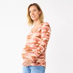 Maternity Sonoma Goods For Life® Essential Long Sleeve V-Neck Tee -Sonoma Goods Shop 5691532 Pink Camo