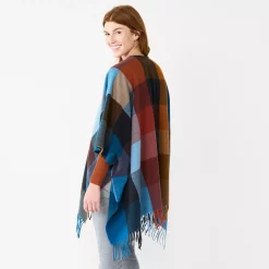 Women's Sonoma Goods For Life® Spokane Plaid Topper With Fringe -Sonoma Goods Shop 5796222 ALT