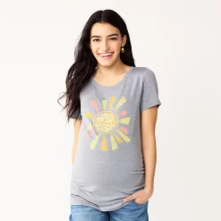 Maternity Sonoma Goods For Life® Fitted Crewneck Graphic Tee -Sonoma Goods Shop 6120299 Grey Hello Baby