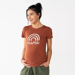 Maternity Sonoma Goods For Life® Fitted Crewneck Graphic Tee -Sonoma Goods Shop 6120299 Mama Rainbow Brown