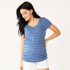 Maternity Sonoma Goods For Life® Essential V-Neck Tee -Sonoma Goods Shop 6120474 Blue Stripe