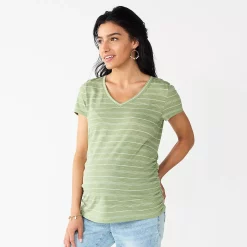 Maternity Sonoma Goods For Life® Essential V-Neck Tee -Sonoma Goods Shop 6120474 Green Stripe